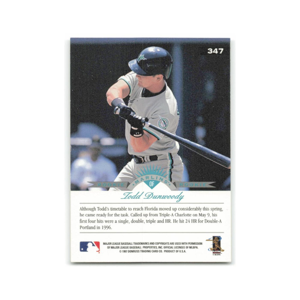 Todd Dunwoody Rookie 1997 Leaf #347 Florida Marlins Baseball Card NM