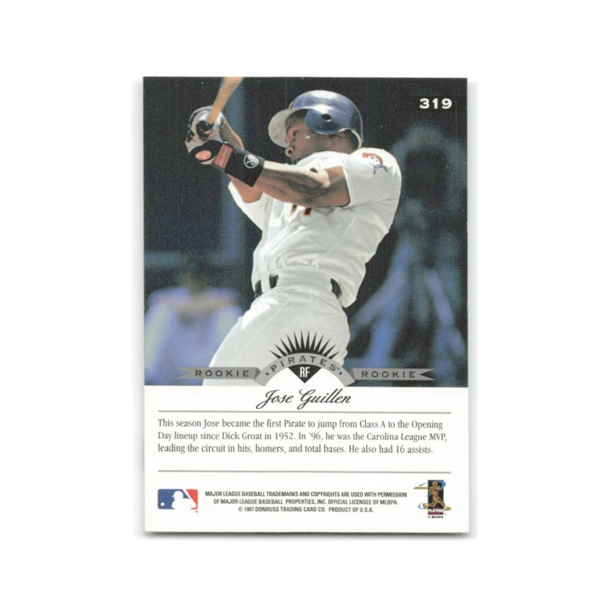 Jose Guillen Rookie 1997 Leaf #319 Pittsburgh Pirates Baseball Card NM