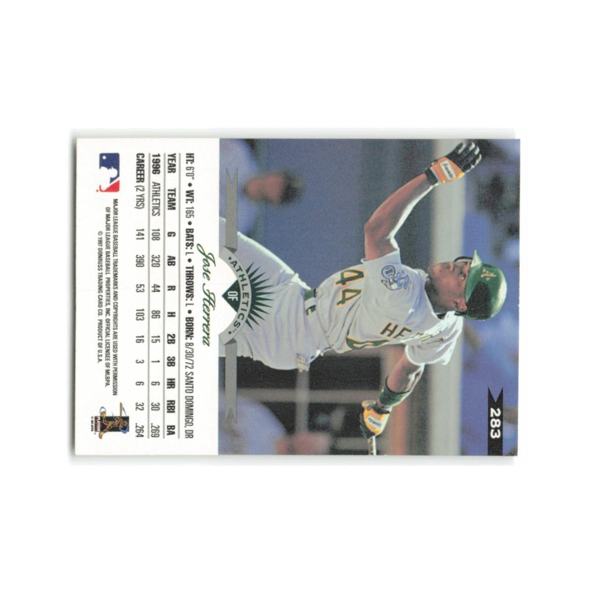Jose Herrera 1997 Leaf #283 Oakland Athletics Baseball Card NM