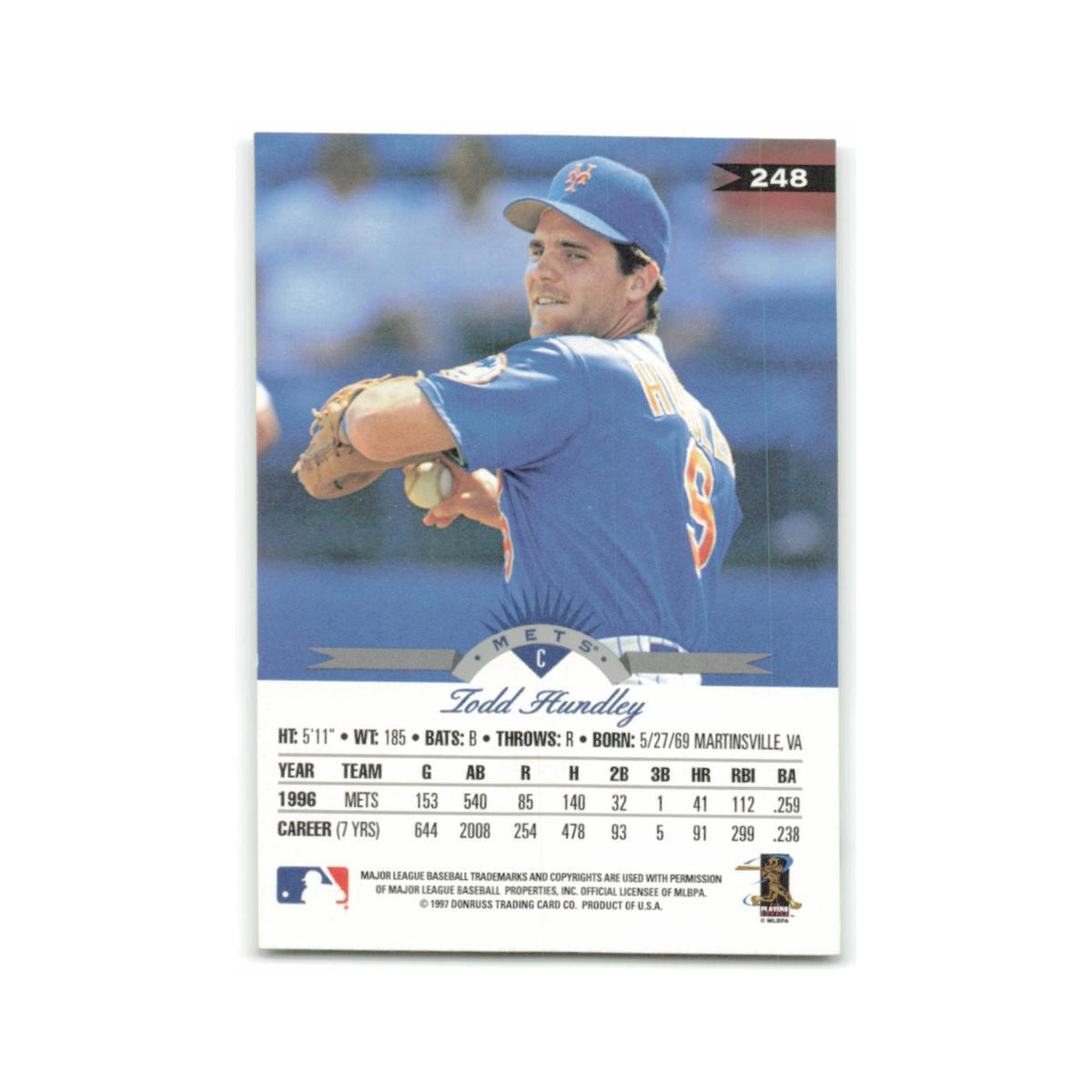Todd Hundley 1997 Leaf #248 New York Mets Baseball Card NM
