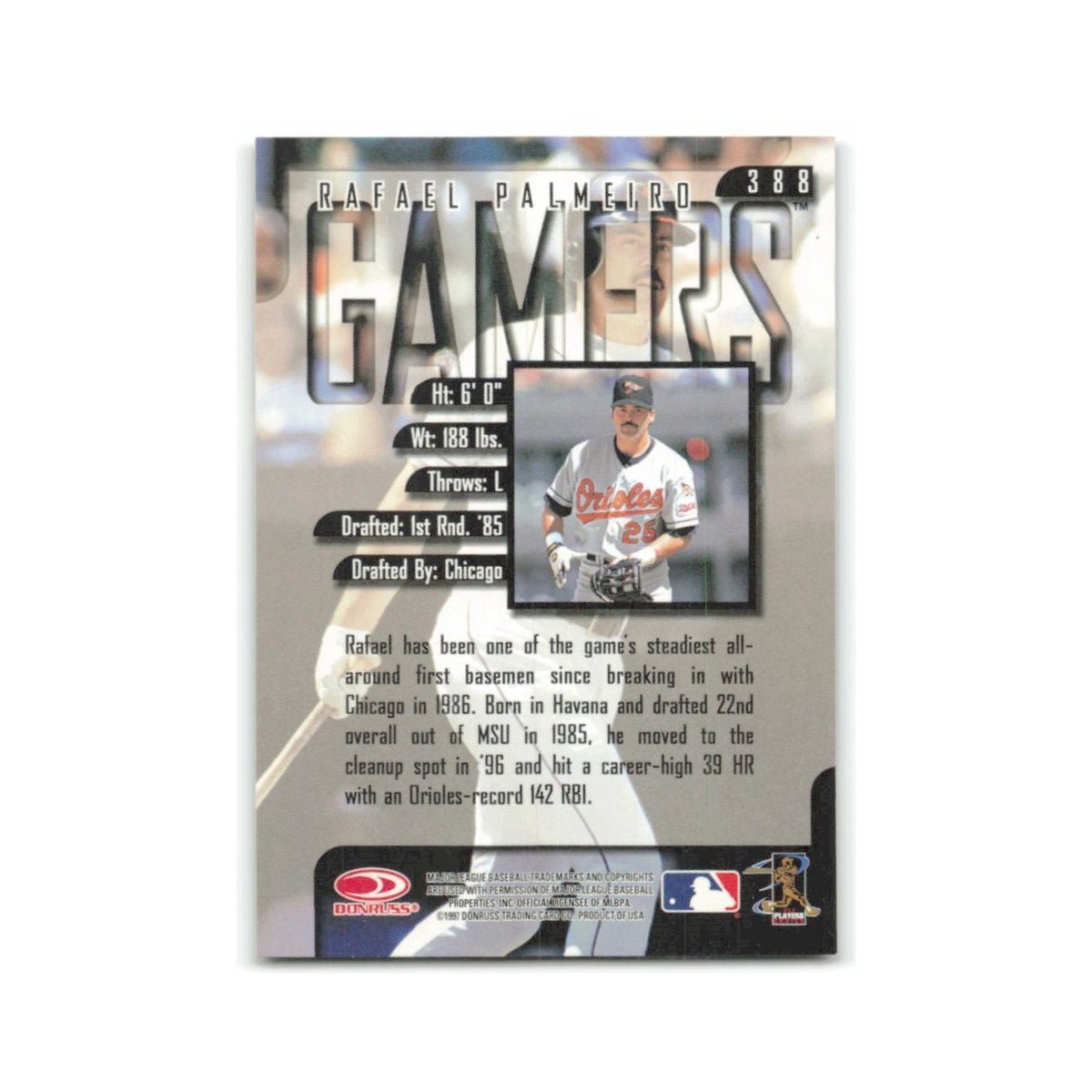 Rafael Palmeiro 1997 Leaf #388 Baltimore Orioles Baseball Card NM