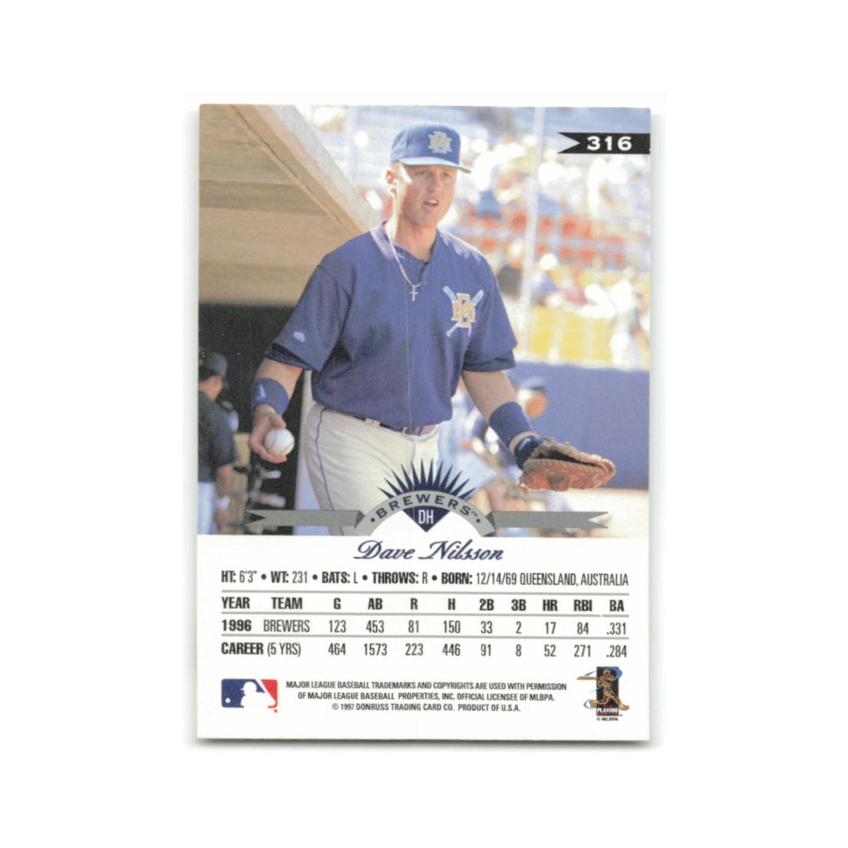 Dave Nilsson 1997 Leaf #316 Milwaukee Brewers Baseball Card NM
