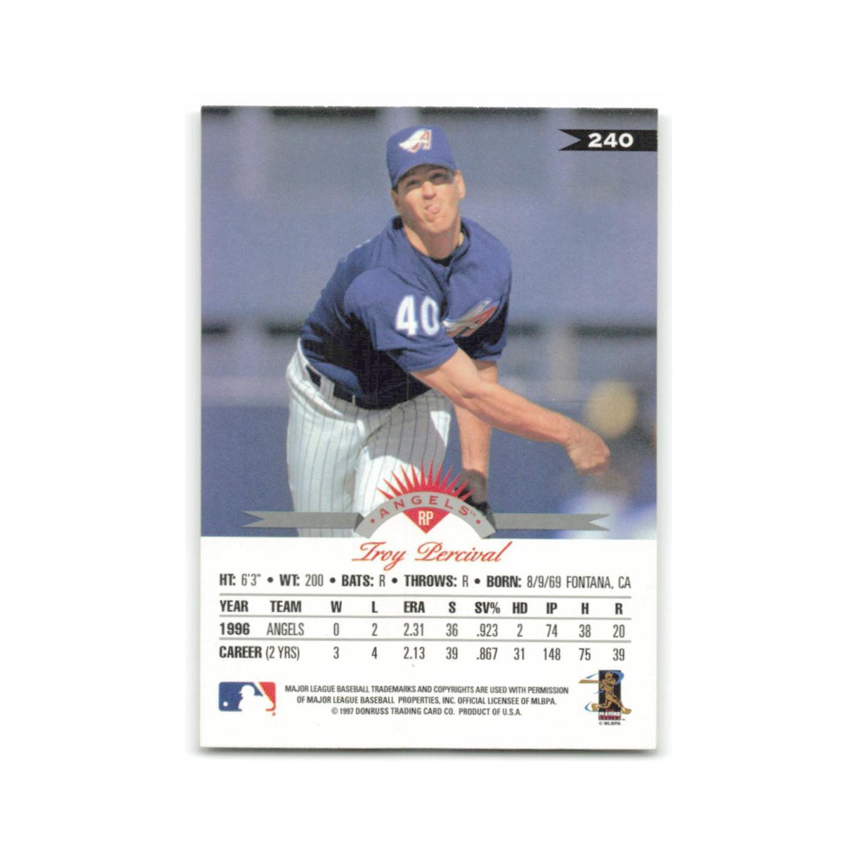 Troy Percival 1997 Leaf #240 Anaheim Angels Baseball Card NM