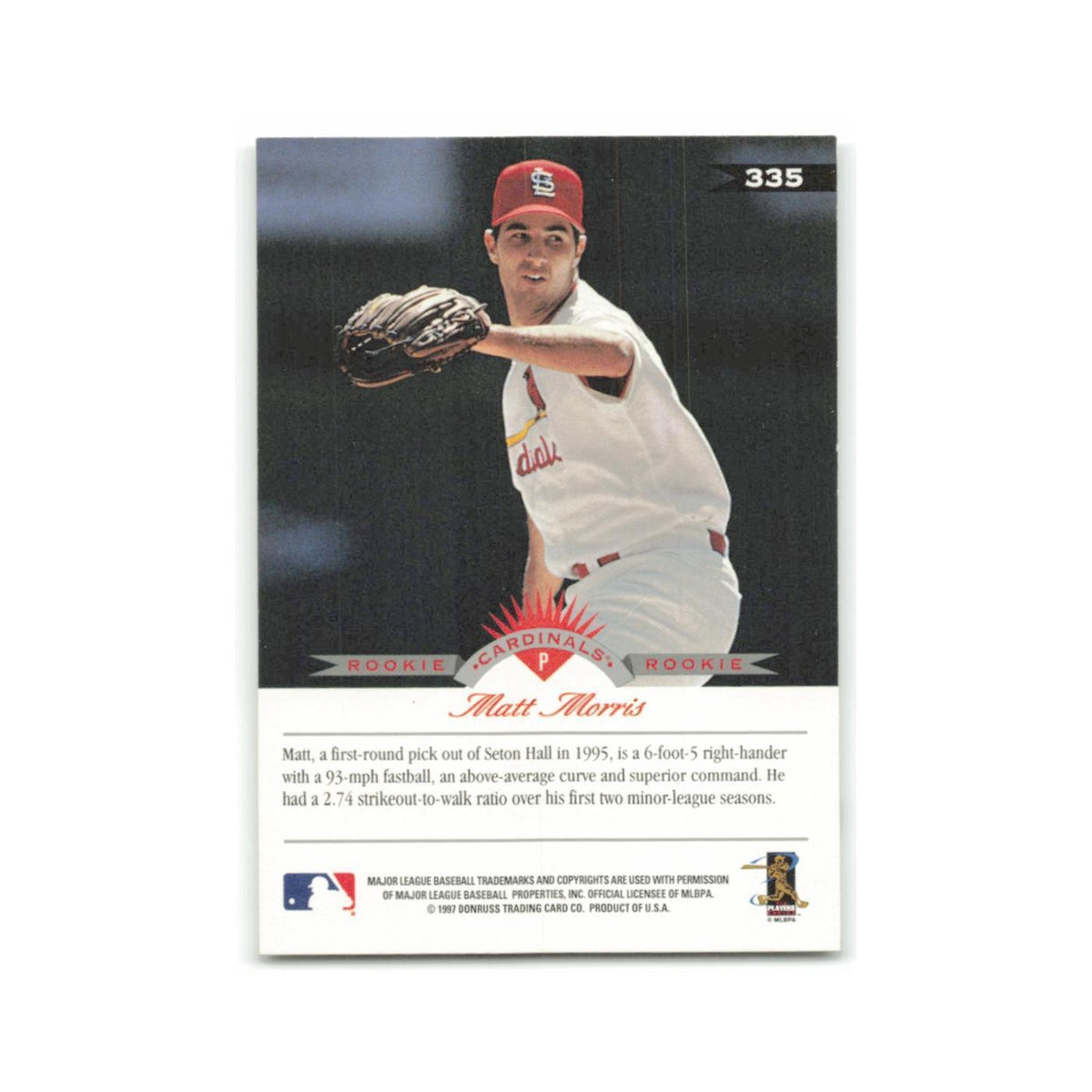 Matt Morris Rookie 1997 Leaf #335 St. Louis Cardinals Baseball Card NM