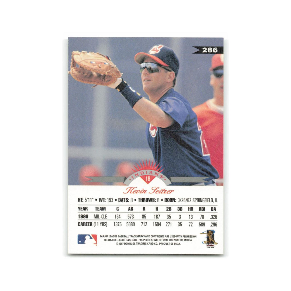 Kevin Seitzer 1997 Leaf #286 Cleveland Indians Baseball Card NM