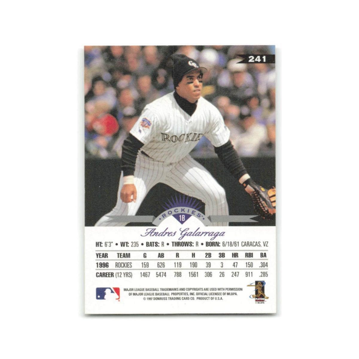 Andres Galarraga 1997 Leaf #241 Colorado Rockies Baseball Card NM