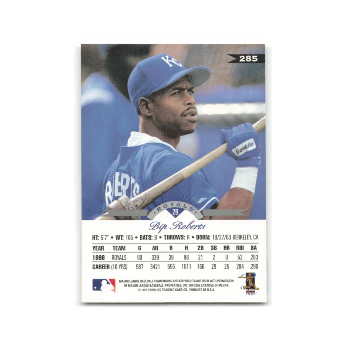 Bip Roberts 1997 Leaf #285 Kansas City Royals Baseball Card NM