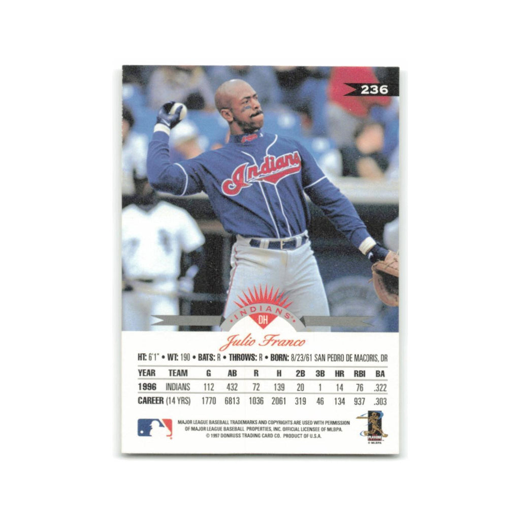Julio Franco 1997 Leaf #236 Cleveland Indians Baseball Card NM