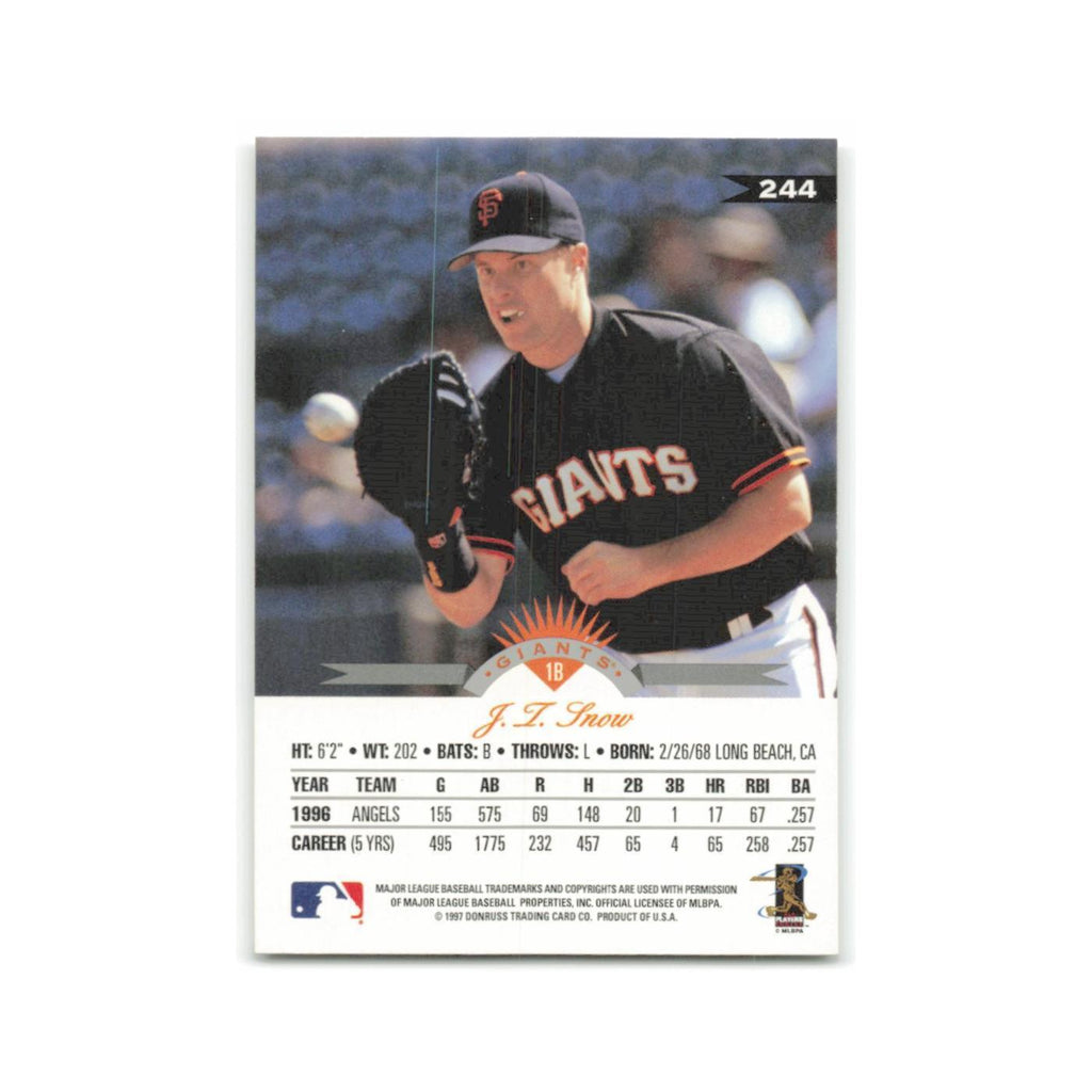 J.T. Snow 1997 Leaf #244 San Francisco Giants Baseball Card NM