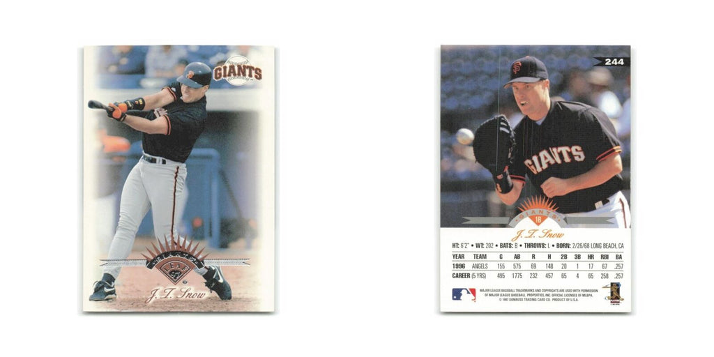 J.T. Snow 1997 Leaf #244 San Francisco Giants Baseball Card NM