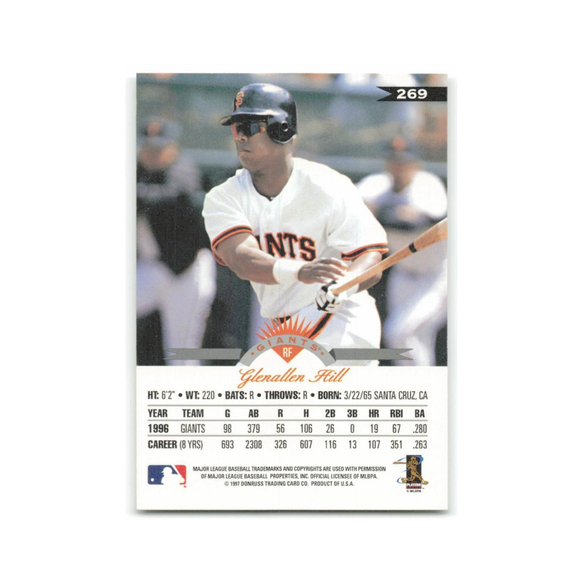 Glenallen Hill 1997 Leaf #269 San Francisco Giants Baseball Card NM