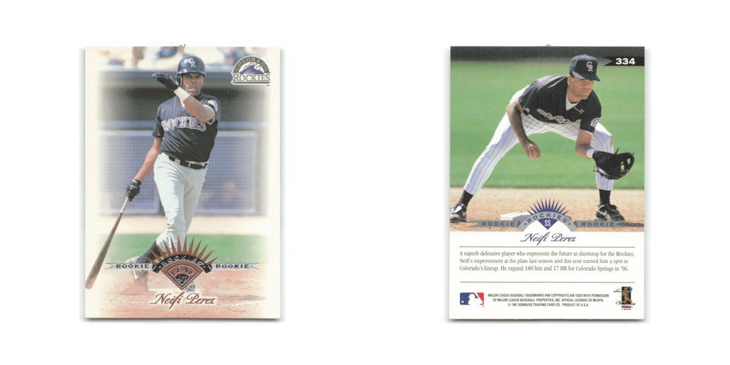 Nefi Perez Rookie 1997 Leaf #334 Colorado Rockies Baseball Card NM