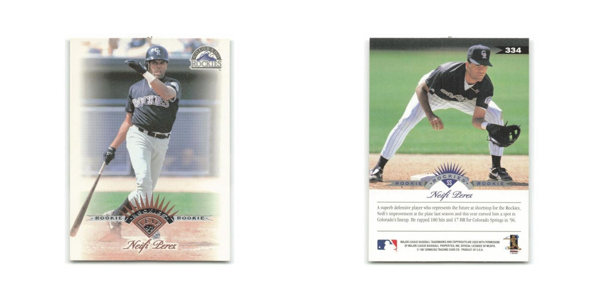 Nefi Perez Rookie 1997 Leaf #334 Colorado Rockies Baseball Card NM