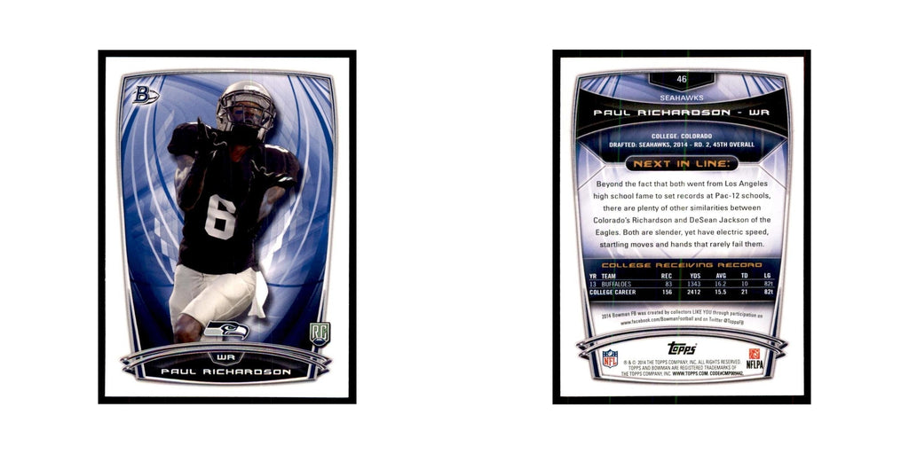 2014 Bowman Paul Richardson RC Football Cards #46