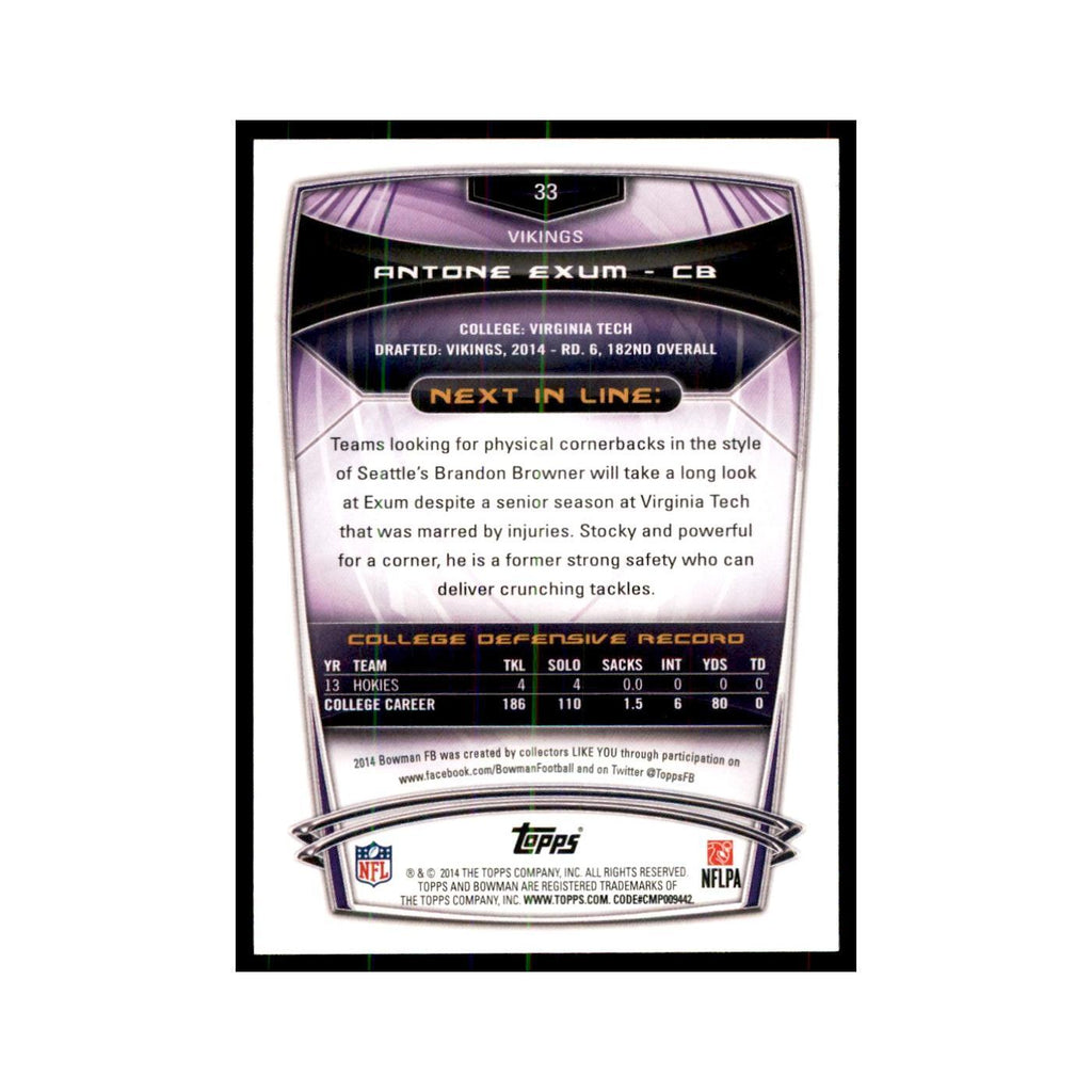 2014 Bowman Antone Exum RC Football Cards #33