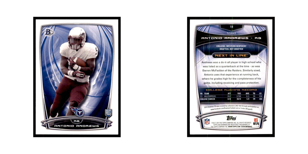 2014 Bowman Antonio Andrews RC Football Cards #18