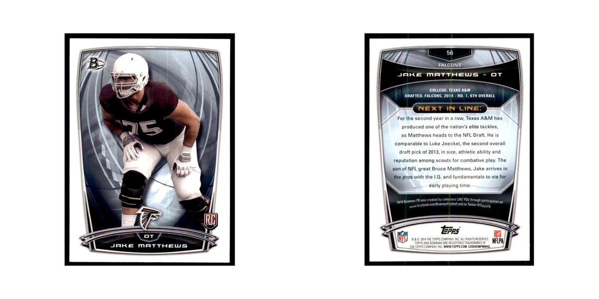2014 Bowman Jake Matthews RC Football Cards #56