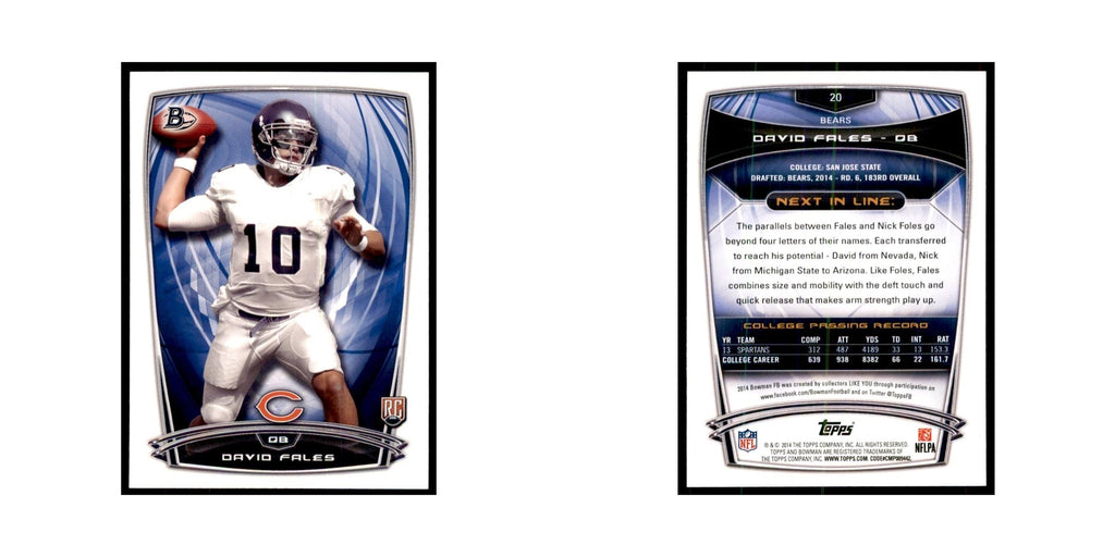 2014 Bowman David Fales RC Football Cards #20
