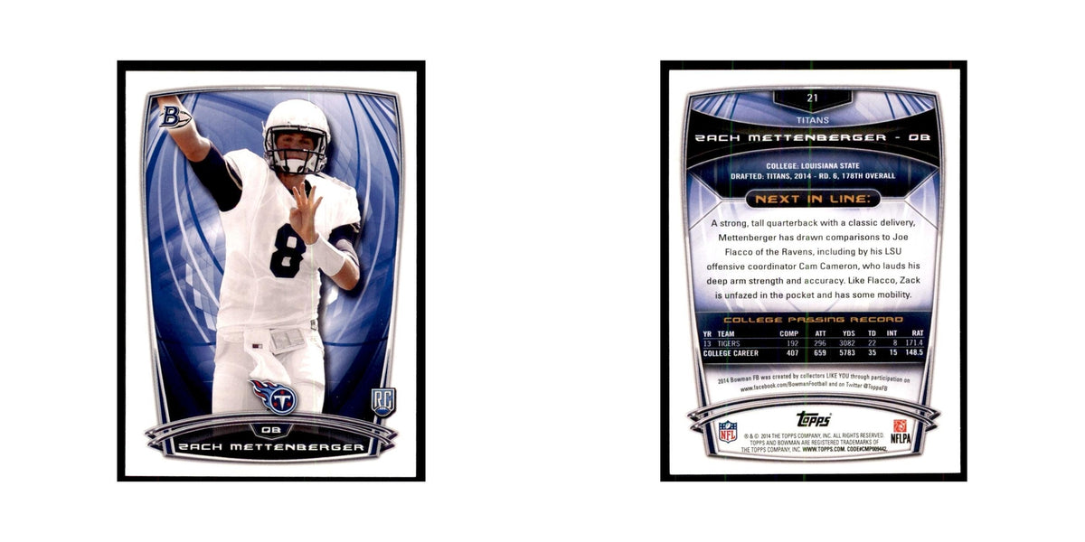 2014 Bowman Zach Mettenberger RC Football Cards #21