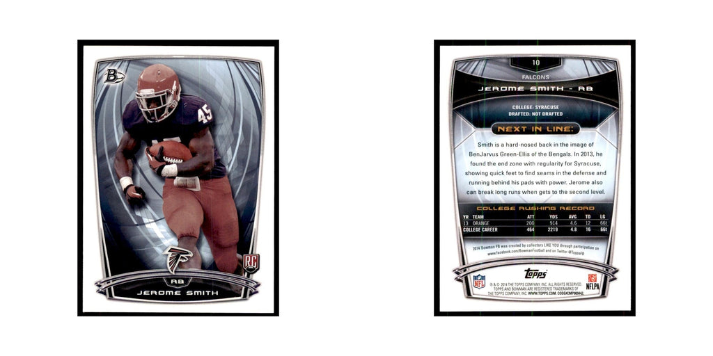2014 Bowman Jerome Smith RC Football Cards #10