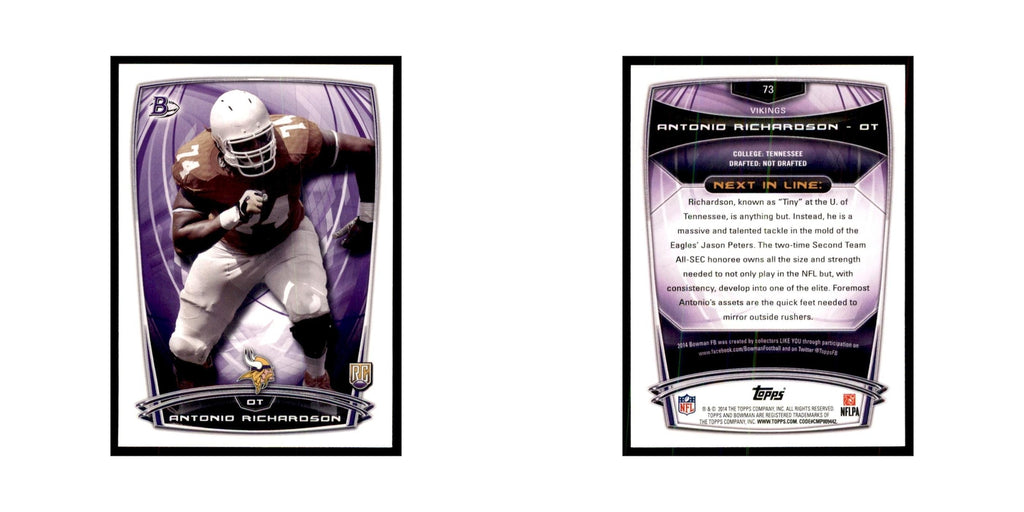 2014 Bowman Antonio Richardson RC Football Cards #73