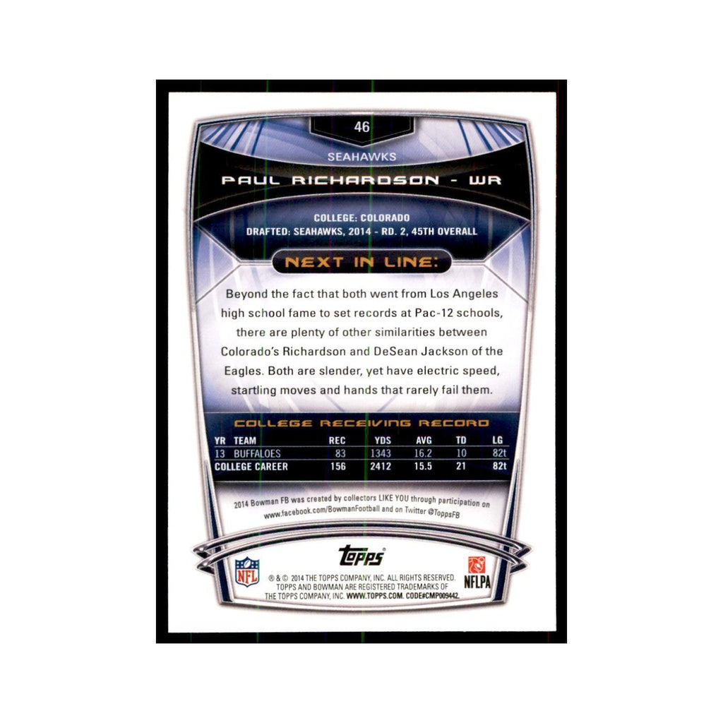 2014 Bowman Paul Richardson RC Football Cards #46