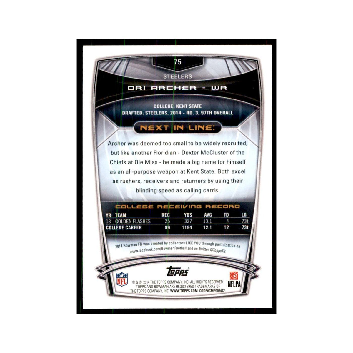 2014 Bowman Dri Archer RC Football Cards #75