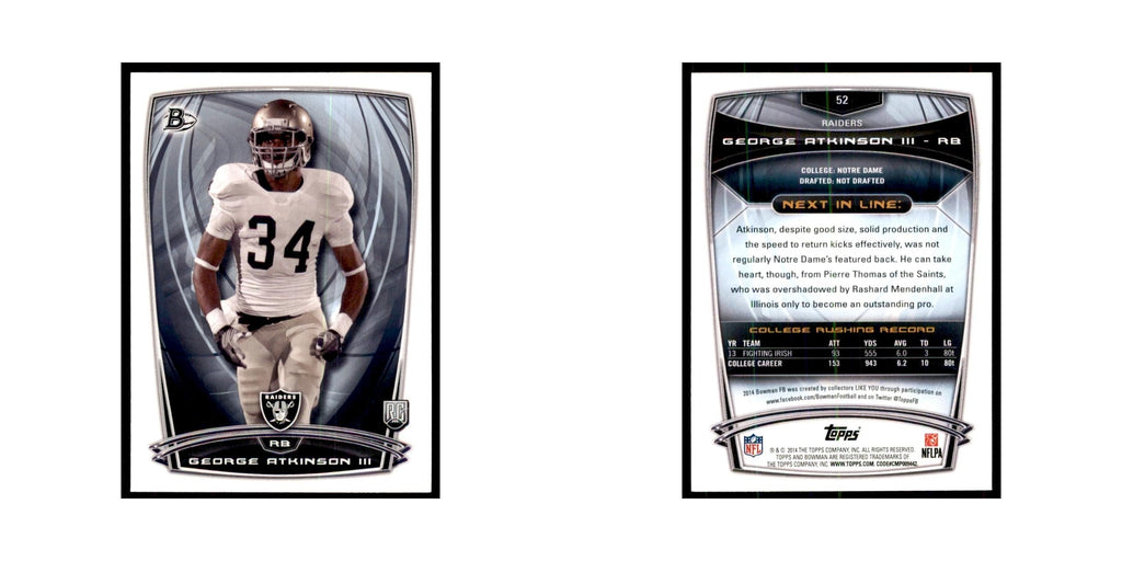 2014 Bowman George Atkinson III RC Football Cards #52