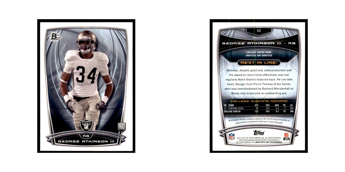 2014 Bowman George Atkinson III RC Football Cards #52
