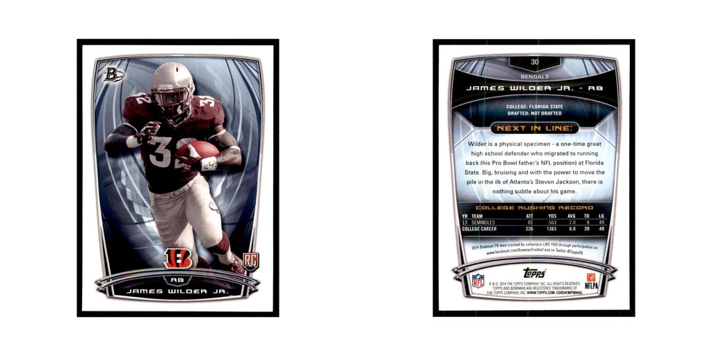 2014 Bowman James Wilder Jr. RC Football Cards #30
