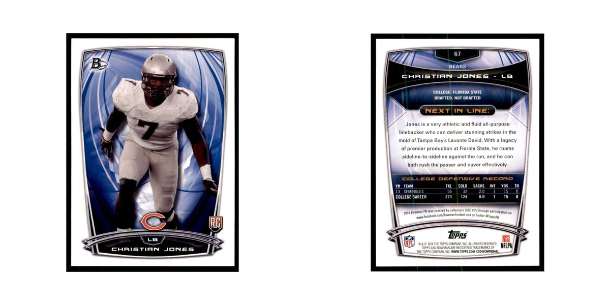 2014 Bowman Christian Jones RC Football Cards #67