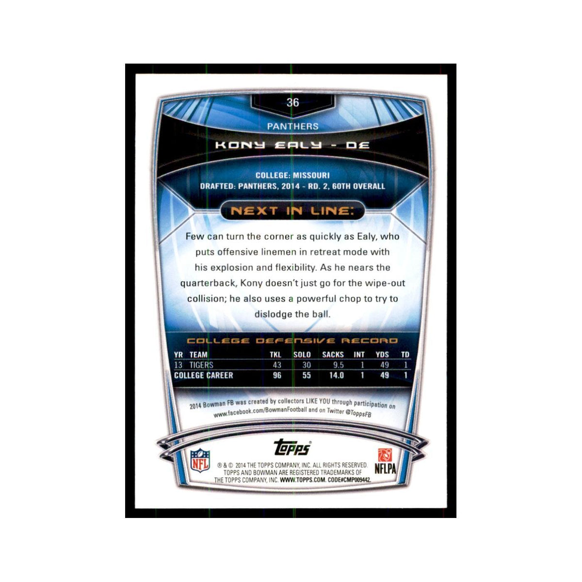 2014 Bowman Kony Ealy RC Football Cards #36