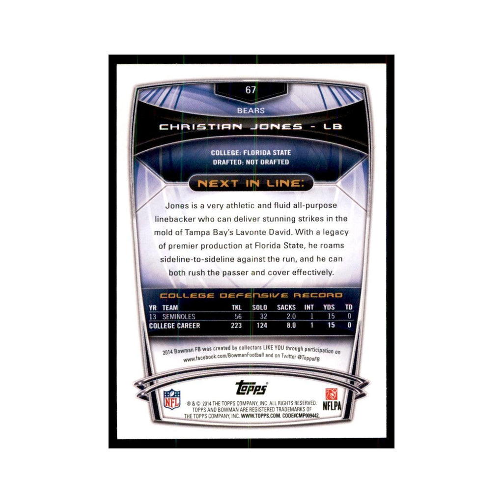 2014 Bowman Christian Jones RC Football Cards #67