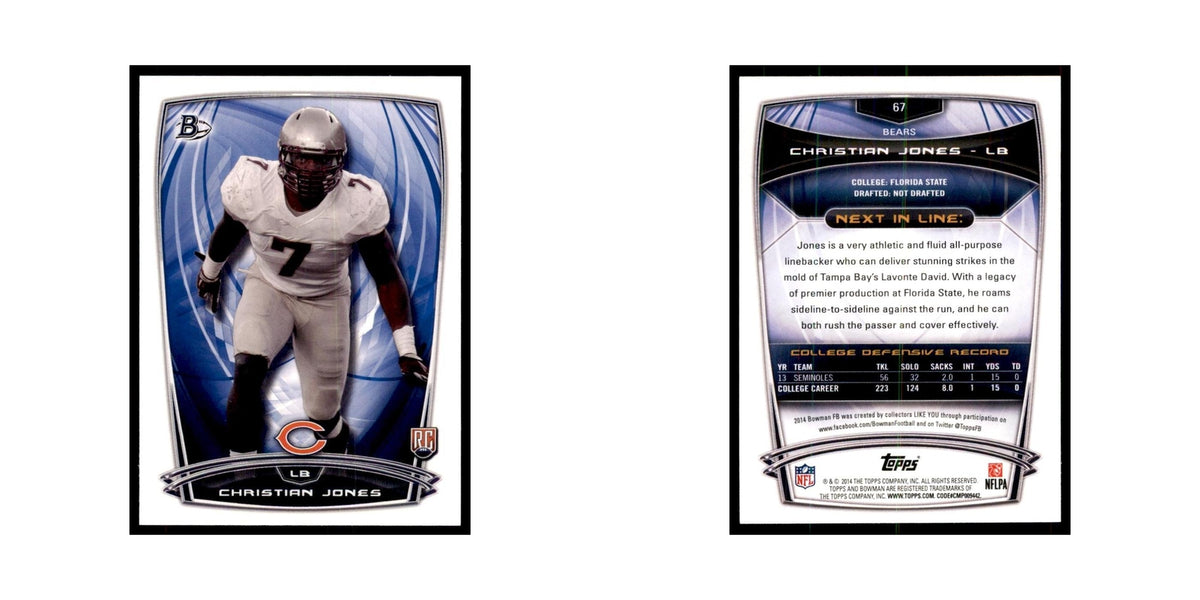 2014 Bowman Christian Jones RC Football Cards #67