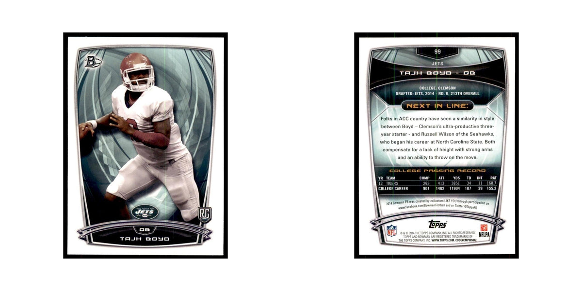 2014 Bowman Tajh Boyd RC Football Cards #99