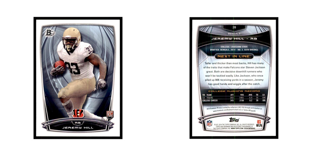 2014 Bowman Jeremy Hill RC Football Cards #28