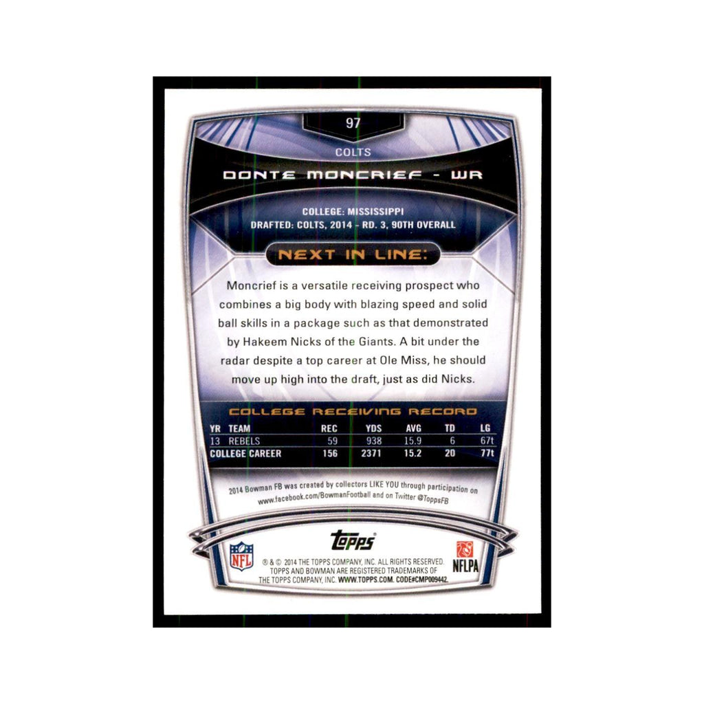 2014 Bowman Donte Moncrief RC Football Cards #97