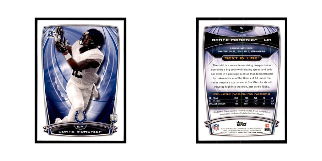 2014 Bowman Donte Moncrief RC Football Cards #97
