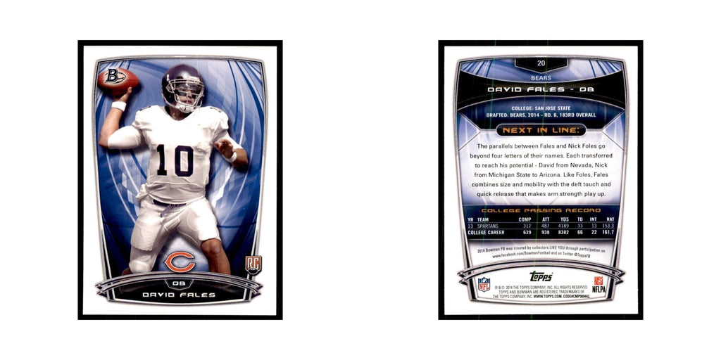 2014 Bowman David Fales RC Football Cards #20