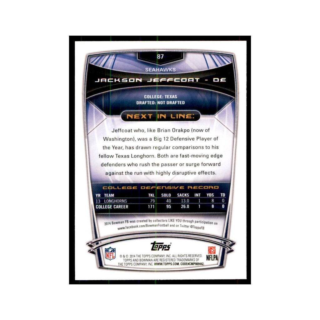 2014 Bowman Jackson Jeffcoat RC Football Cards #87