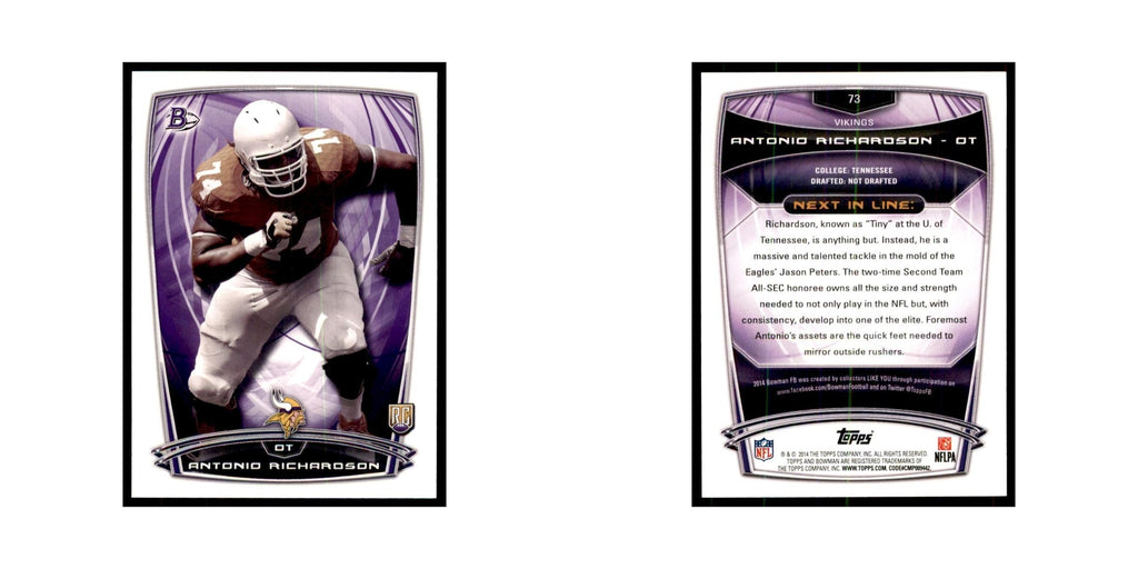 2014 Bowman Antonio Richardson RC Football Cards #73