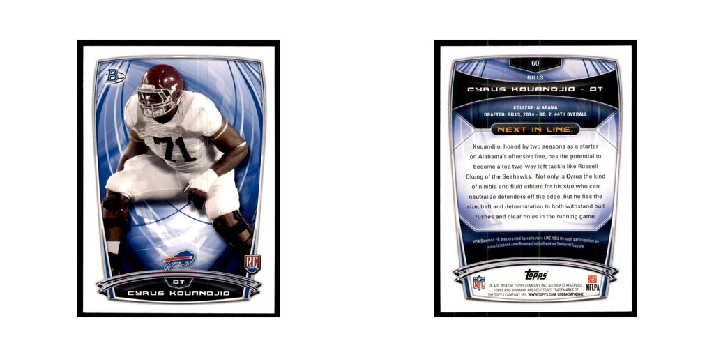2014 Bowman Cyrus Kouandjio RC Football Cards #60