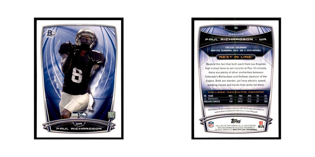 2014 Bowman Paul Richardson RC Football Cards #46