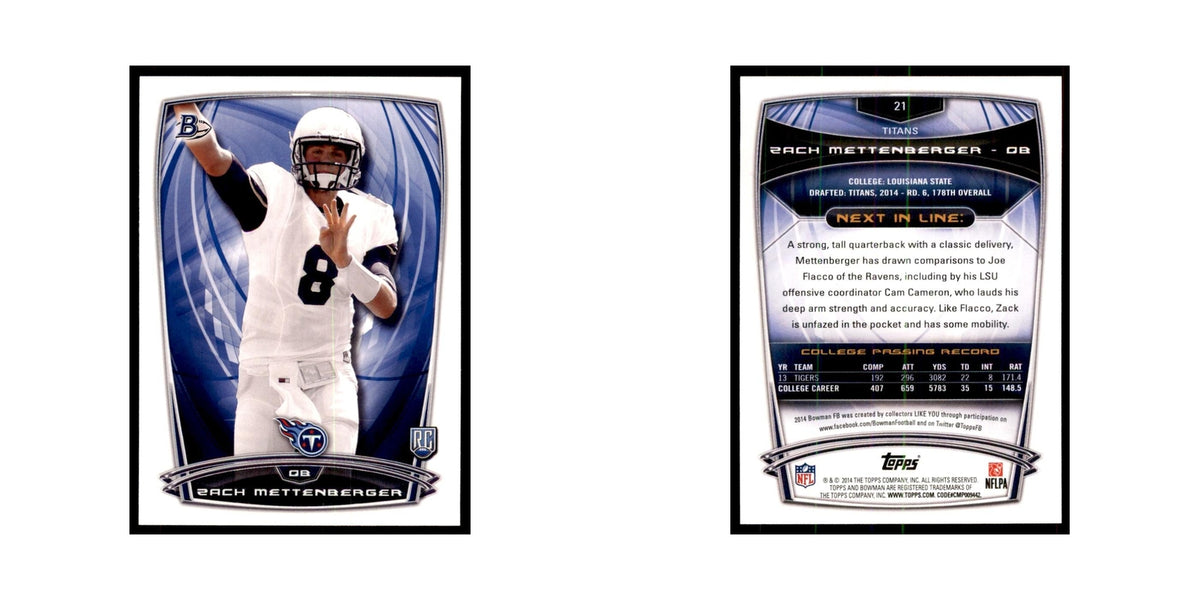2014 Bowman Zach Mettenberger RC Football Cards #21