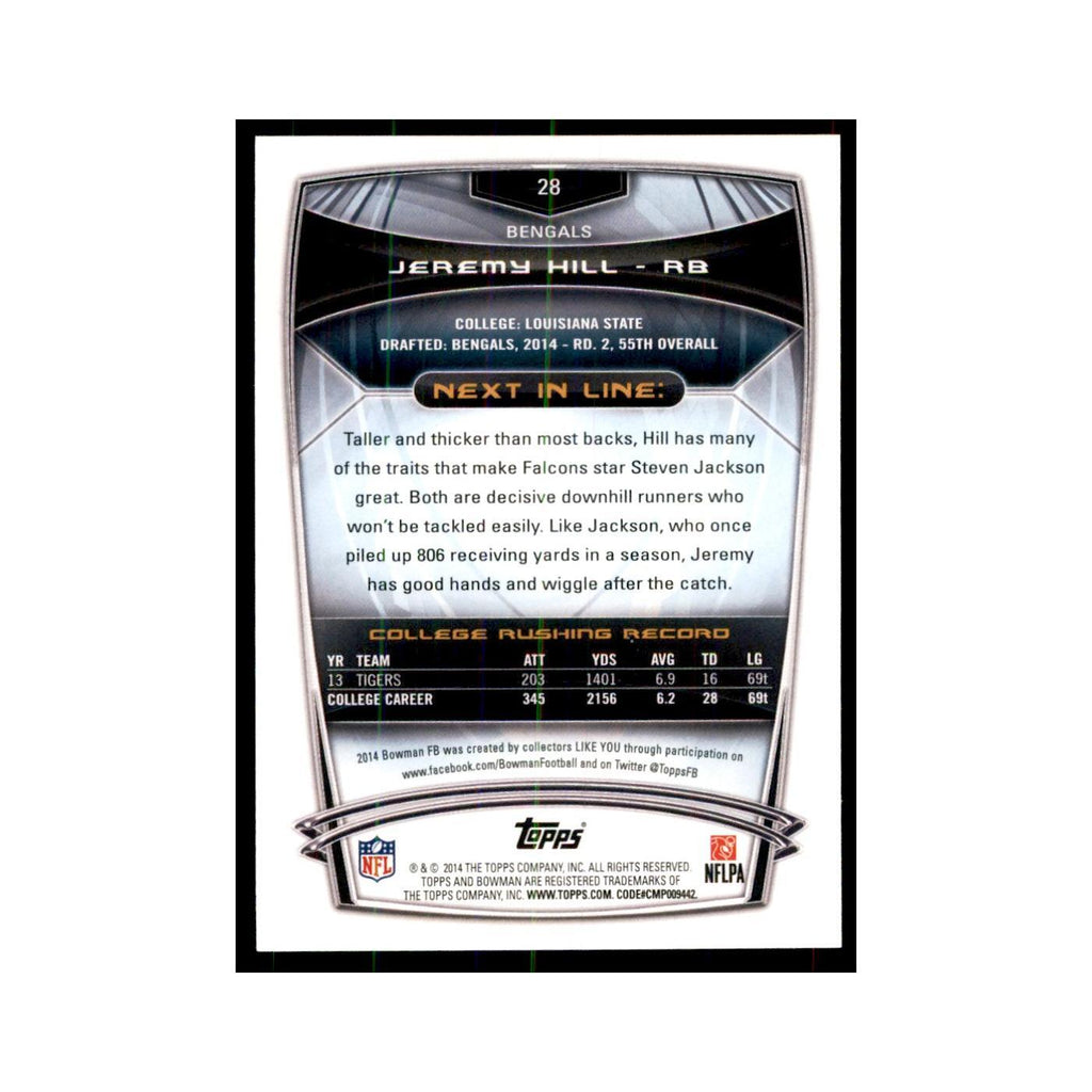 2014 Bowman Jeremy Hill RC Football Cards #28