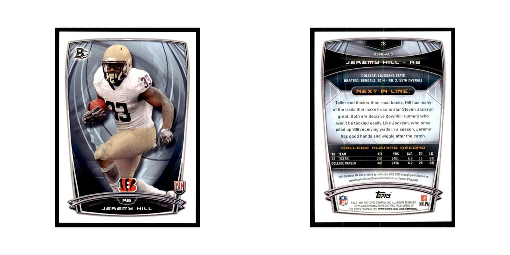 2014 Bowman Jeremy Hill RC Football Cards #28