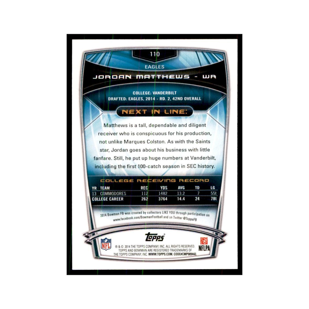 2014 Bowman Jordan Matthews RC Football Cards #110