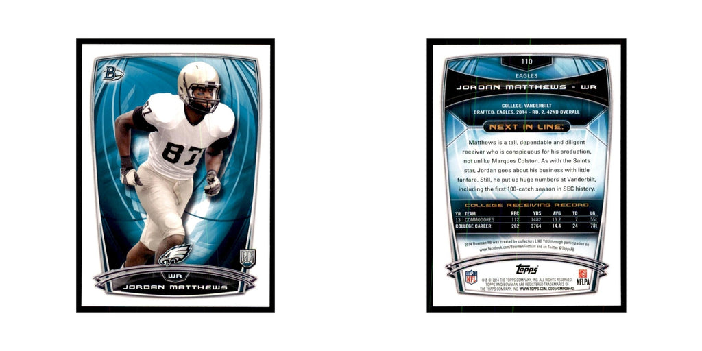 2014 Bowman Jordan Matthews RC Football Cards #110