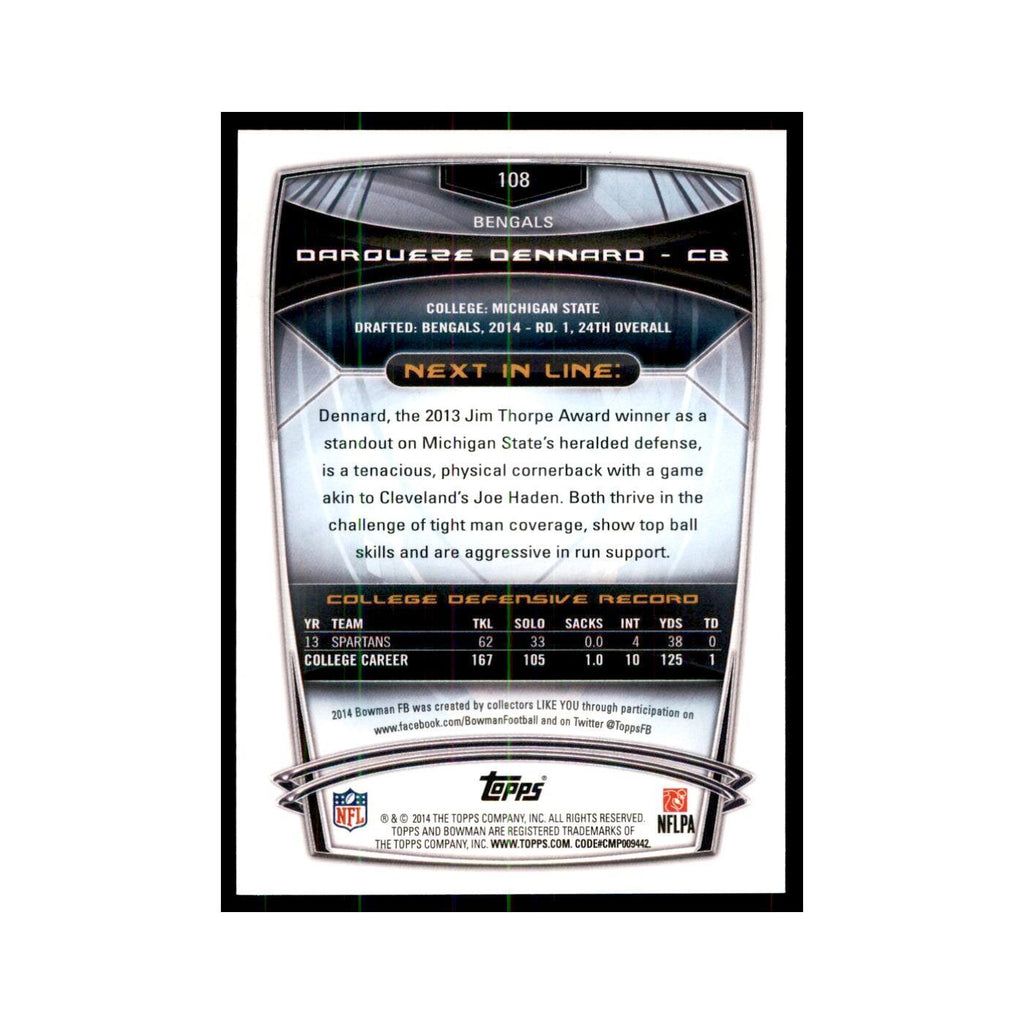 2014 Bowman Darqueze Dennard RC Football Cards #108