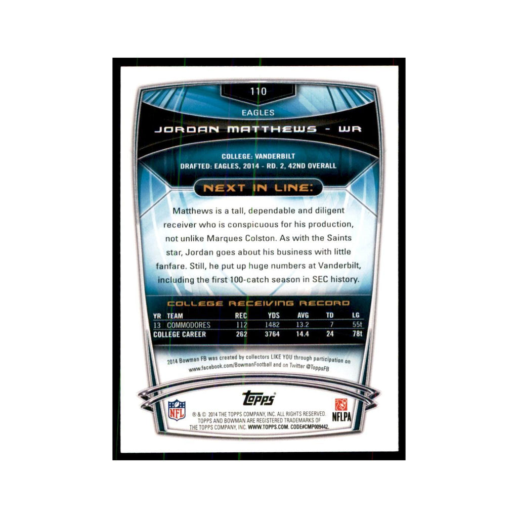 2014 Bowman Jordan Matthews RC Football Cards #110